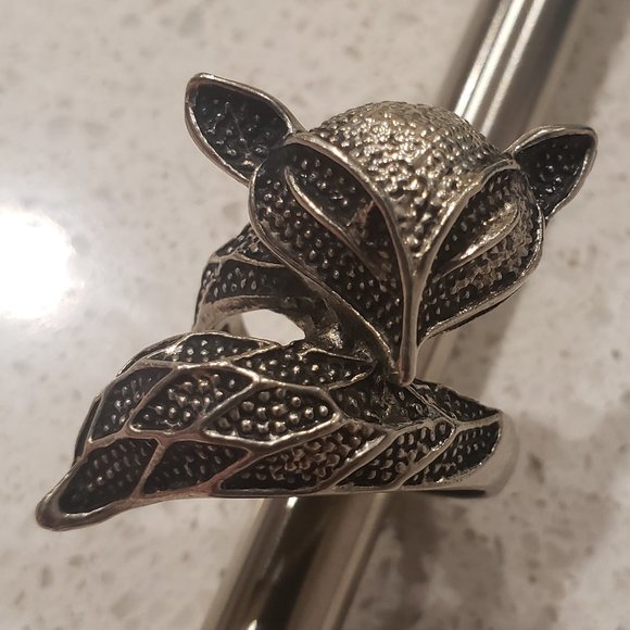 925 Sterling silver FOX ring size 10 - Picture 3 of 15